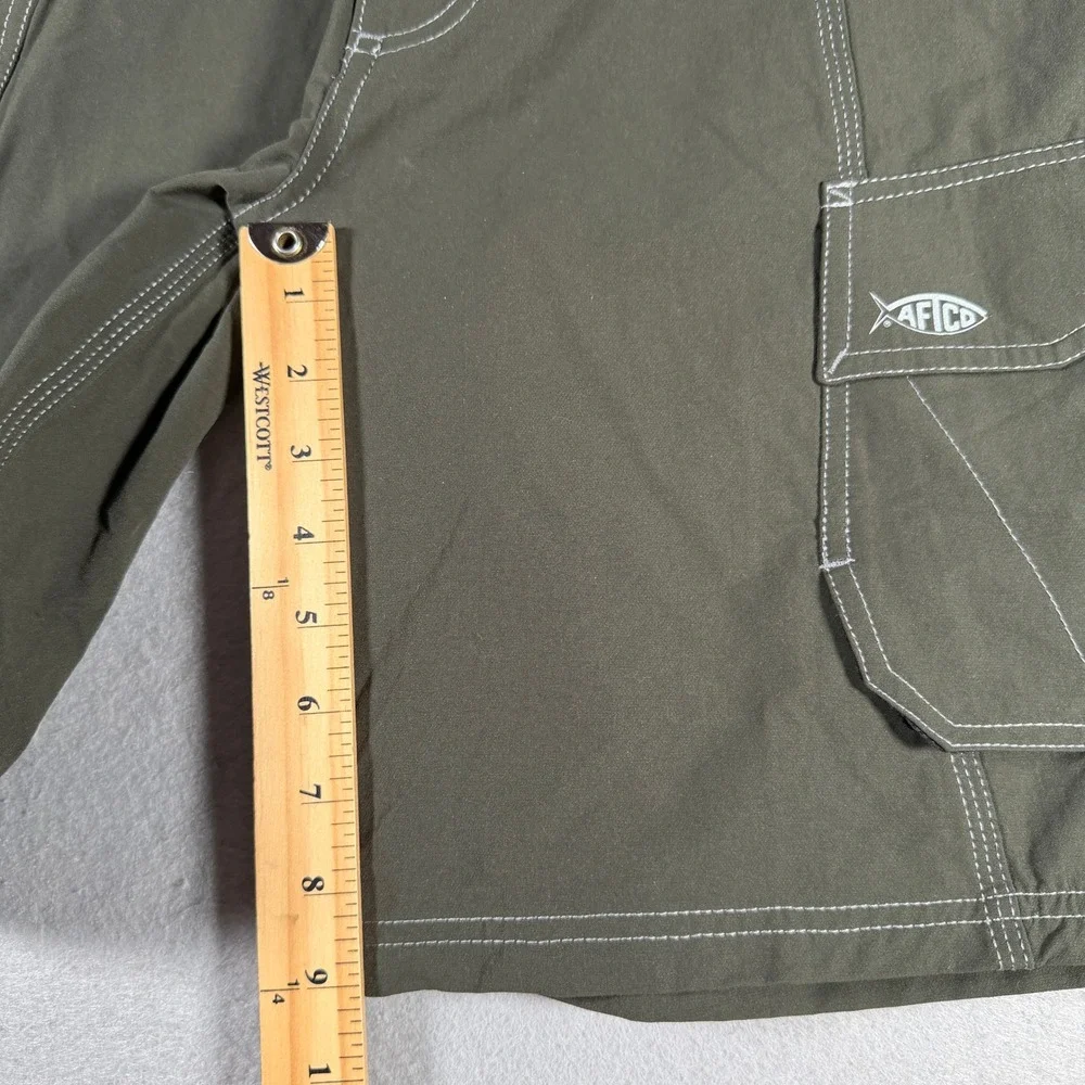 AFTCO Mens Fishing Shorts Olive Green Size 34 Nylon Stretch Cargo Utility Pliers